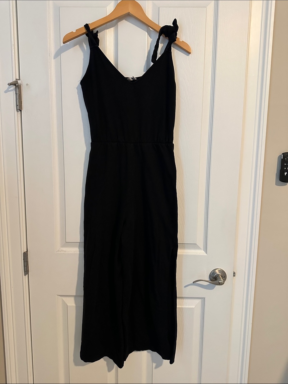 ASOS Black Midi jumpsuit with Knot Shoulder Straps